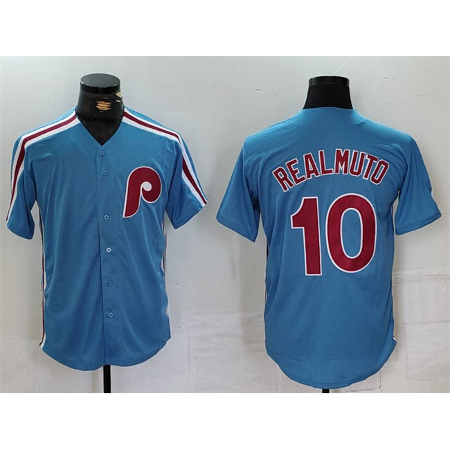 Philadelphia Phillies #10 J.T. Realmuto Blue KLUNKIM Cool Base Stitched Jersey