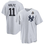 New York Yankees #11 Anthony Volpe White KLUNKIM 2024 World Series With Name Cool Base Stitched Jersey