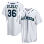 Seattle Mariners #36 Logan Gilbert White KLUNKIM Home Replica Jersey