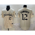 Philadelphia Phillies #12 Kyle Schwarber Cream KLUNKIM Gothic Vapor Limited Stitched Jersey