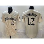 Philadelphia Phillies #12 Kyle Schwarber Cream KLUNKIM Gothic Vapor Limited Stitched Jersey