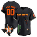 Custom Houston Astros Cactus Jack Patch Vapor Premier Limited Jersey V9 - Black KLUNKIM
