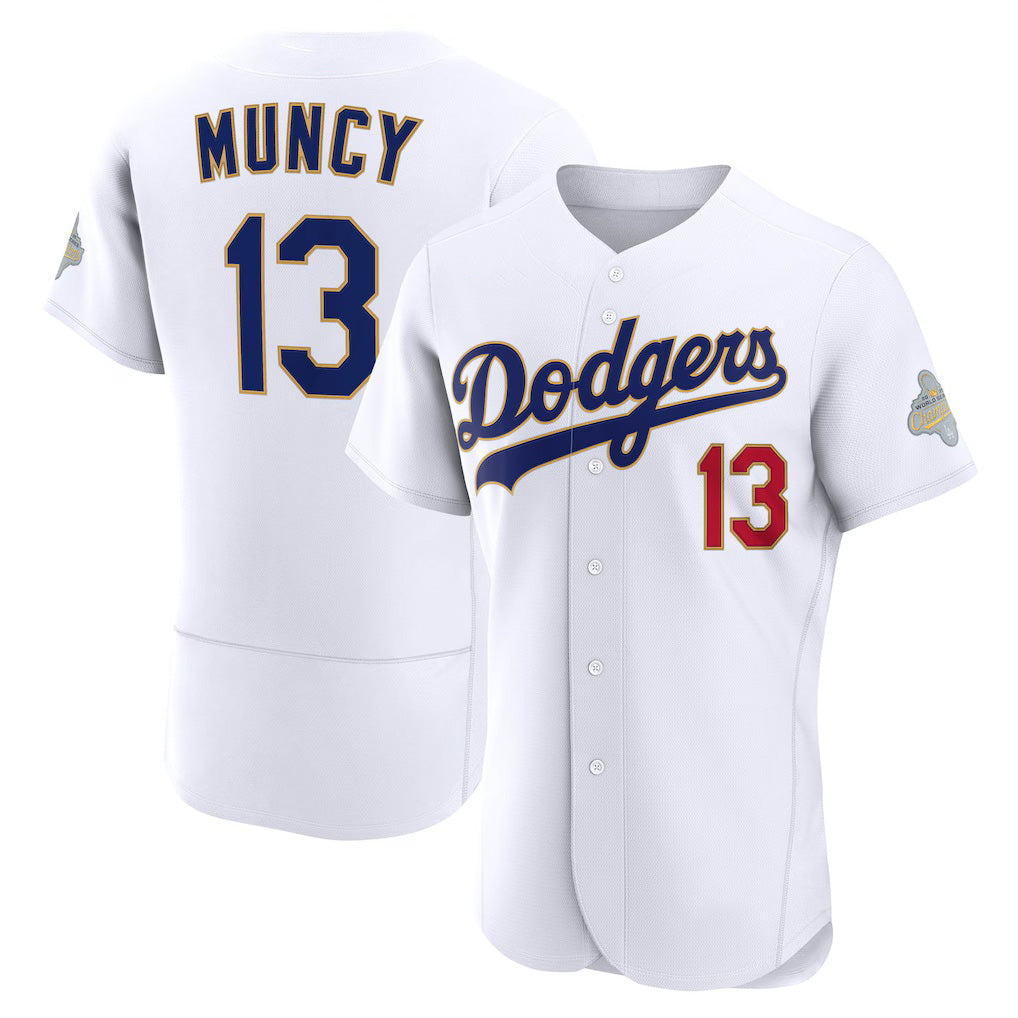 Los Angeles Dodgers #13 Max Muncy White KLUNKIM 2026 Gold Collection Authentic Jersey