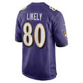 B.Ravens #80 Isaiah Likely Purple KLUNKIM Player Game Jersey