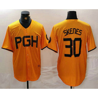 Pittsburgh Pirates #30 Paul Skenes Yellow KLUNKIM 2023 City Connect Stitched Jersey