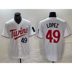 Minnesota Twins #49 Pablo Lopez Number White KLUNKIM Stitched Cool Base Jersey