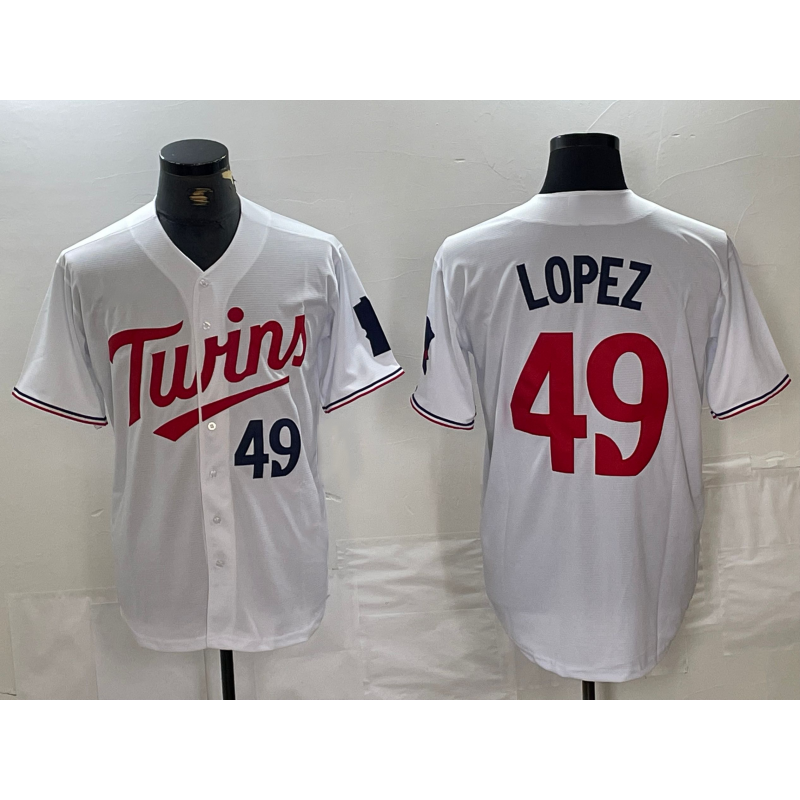 Minnesota Twins #49 Pablo Lopez Number White KLUNKIM Stitched Cool Base Jersey