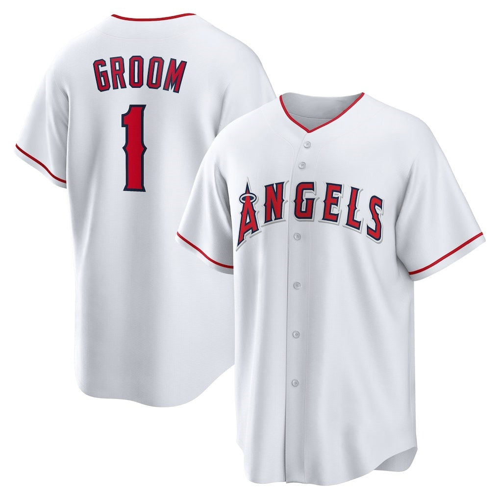 Los Angeles Angels #1 Groom White KLUNKIM Home Replica Jersey