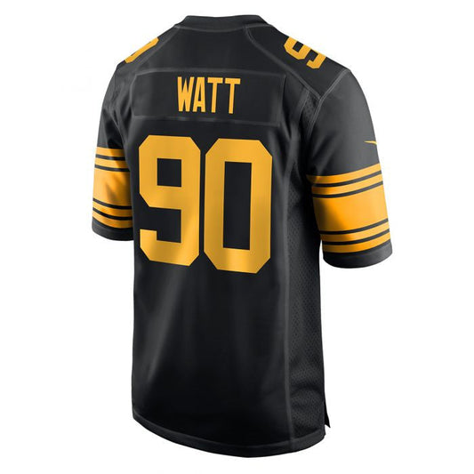 P.Steelers #90 T.J. Watt Replica Color Rush Black Stitched American Football Jerseys