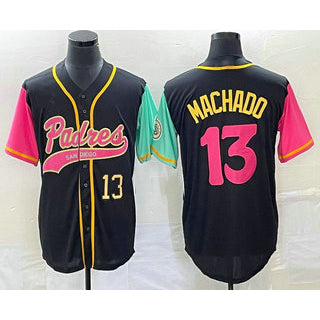 San Diego Padres #13 Manny Machado Number Black KLUNKIM NEW 2023 City Connect Cool Base Stitched Jersey