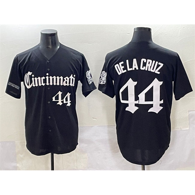 Cincinnati Reds #44 Elly De La Cruz Black KLUNKIM 'Gothic Queen City Edition' Vapor Premier Limited Stitched Jersey