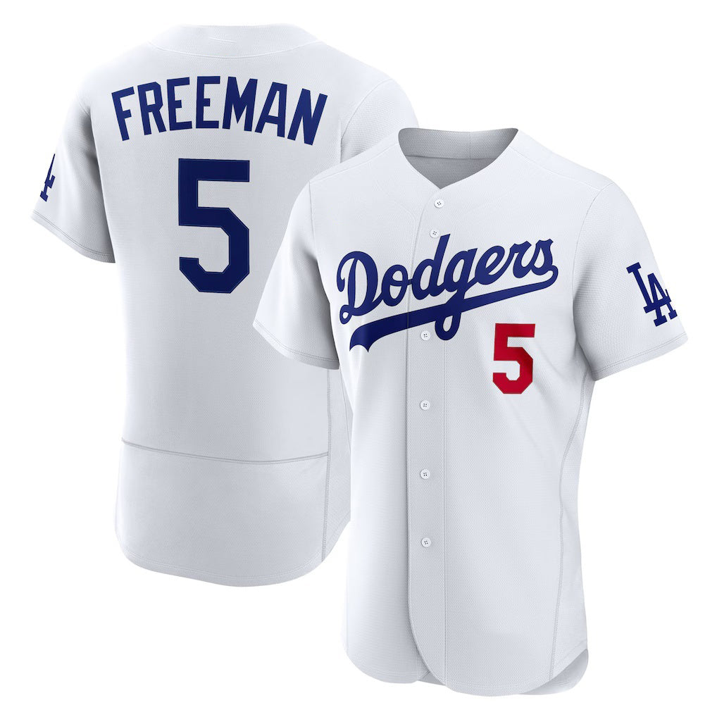 Los Angeles Dodgers #5 Freddie Freeman White KLUNKIM Home Authentic Jersey