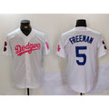 Los Angeles Dodgers #5 Freddie Freeman White Pink KLUNKIM Vin & Kobe Patch Stitched Jersey 2