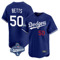 Los Angeles Dodgers #50 Mookie Betts Player Royal KLUNKIM World Series Meet Limited Home Stitched Jerseys