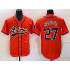 Houston Astros #27 Jose Altuve Orange KLUNKIM With Patch Cool Base Stitched Jersey