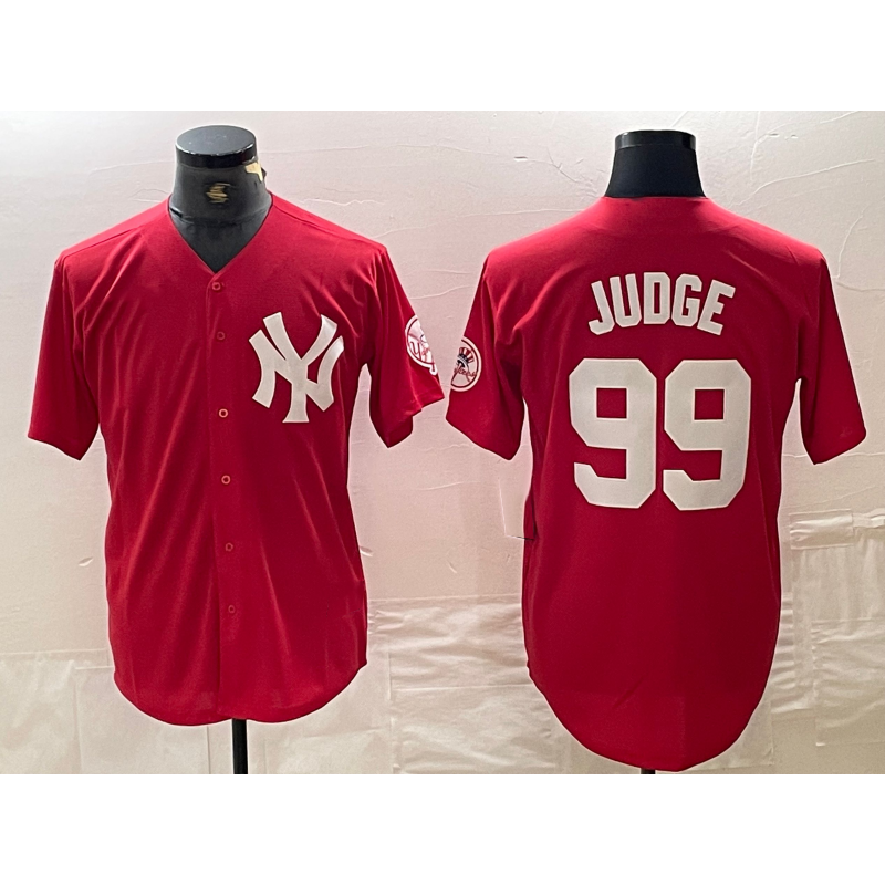 New York Yankees #99 Aaron Judge Red KLUNKIM Fashion Cool Base Jersey