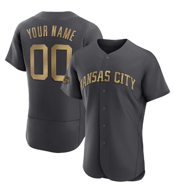 Custom Kansas City Royals Active Player Charcoal KLUNKIM 2022 All-Star Flex Base Stitched Jersey 2