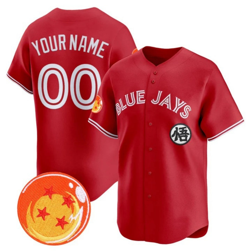 Custom Toronto Blue Jays x Dragon Ball Red KLUNKIM Vapor Premier Limited Jersey - All Stitched
