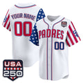 Custom San Diego Padres America 250 Edition Vapor Premier Limited White KLUNKIM Stitched Jerseys