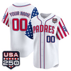 Custom San Diego Padres America 250 Edition Vapor Premier Limited White KLUNKIM Stitched Jerseys
