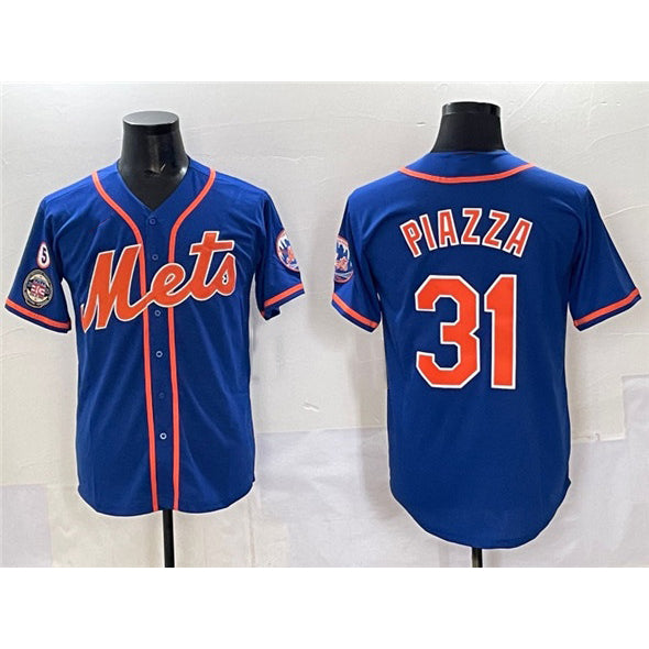 New York Mets #31 Mike Piazza Blue KLUNKIM With Patch Cool Base Stitched Jersey