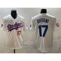 Los Angeles Dodgers #17 Shohei Ohtani White KLUNKIM With American Flag Patch Limited Stitched Jersey