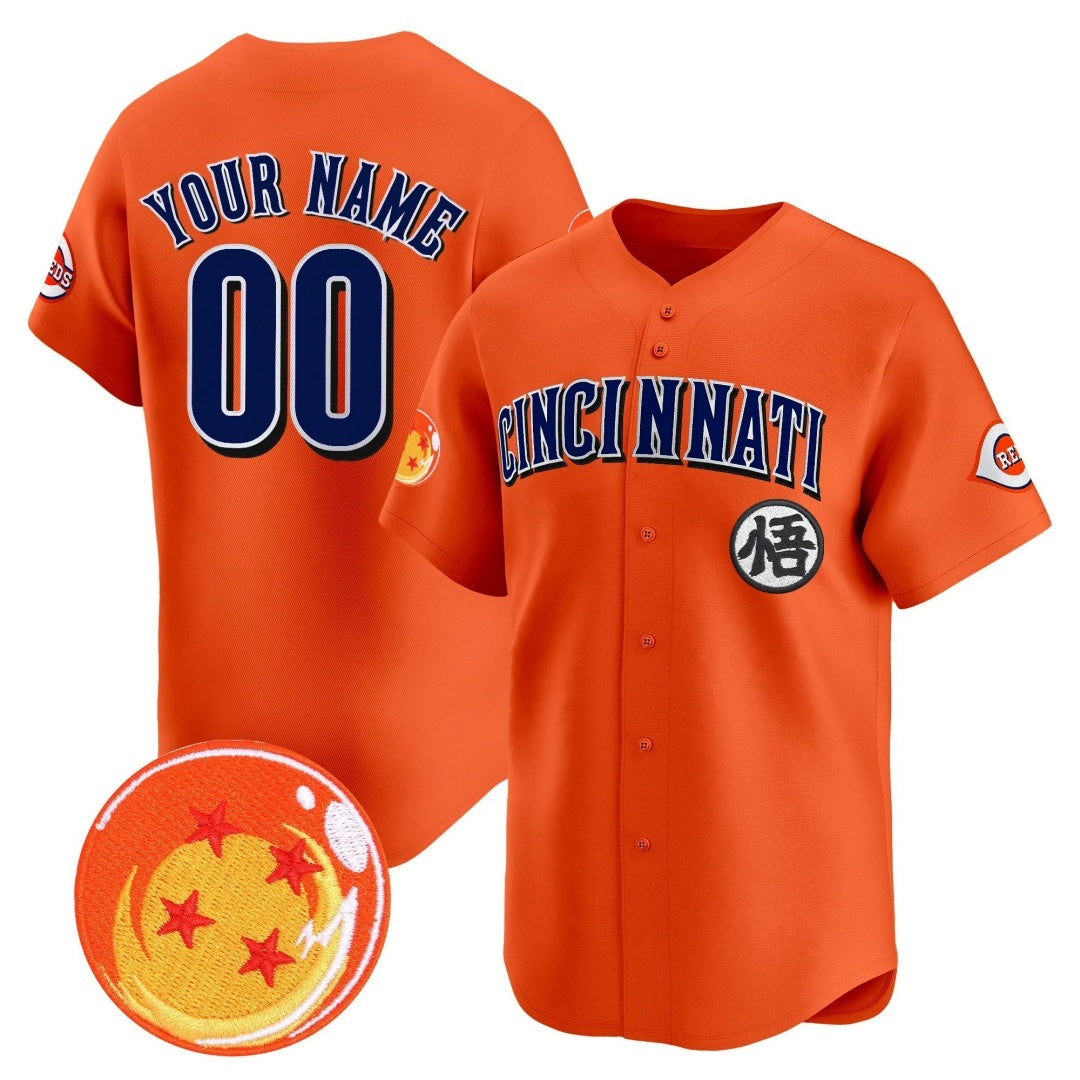 Custom Cincinnati Reds x Dragon Ball Orange KLUNKIM Vapor Premier Limited Jersey - All Stitched