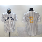 New York Yankees #2 Derek Jeter White KLUNKIM Pinstripe Without Name Fashion Cool Base Jersey 2