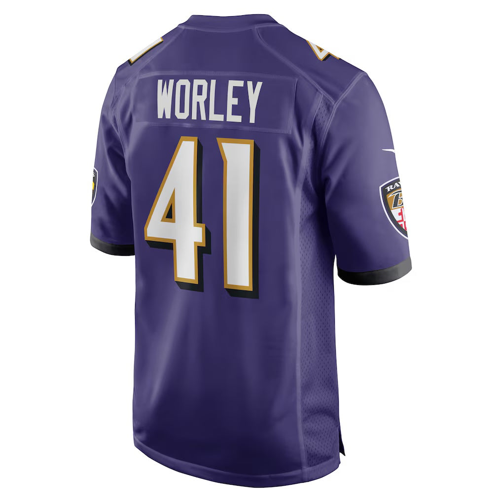 B.Ravens #41 Daryl Worley Purple KLUNKIM Game Player Jersey