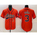 Houston Astros #3 Jeremy Pena Number Orange KLUNKIM With Patch Cool Base Stitched Jersey
