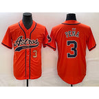 Houston Astros #3 Jeremy Pena Number Orange KLUNKIM With Patch Cool Base Stitched Jersey
