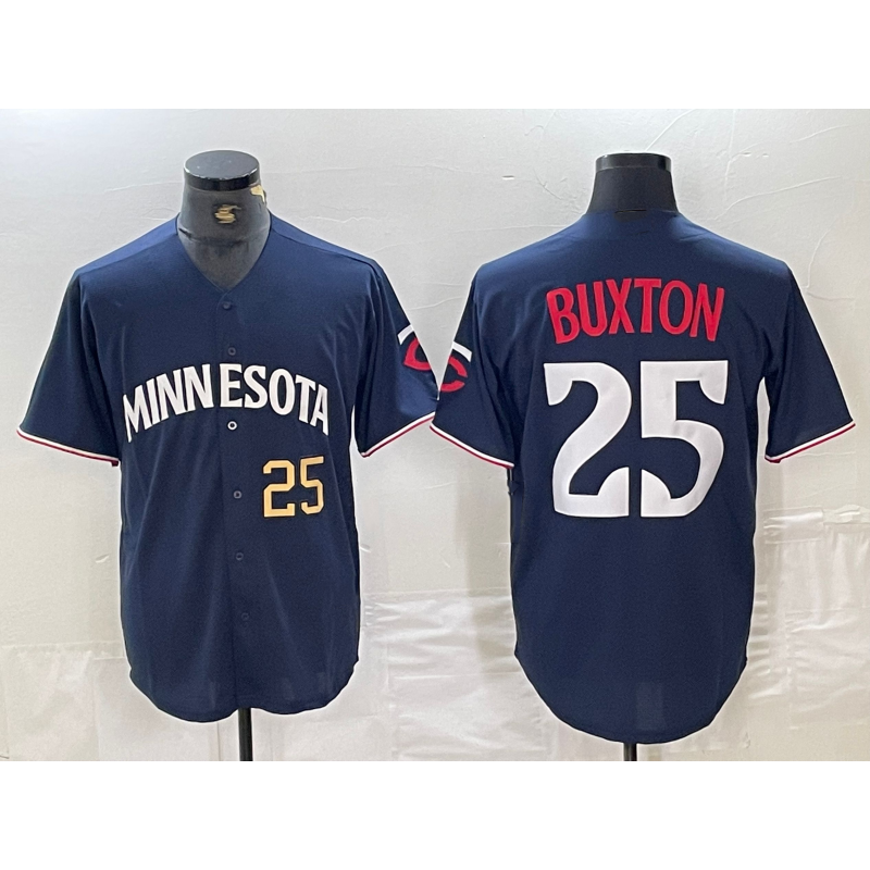 Minnesota Twins #25 Byron Buxton Number 2023 Navy Blue KLUNKIM Cool Base Stitched Jerseys