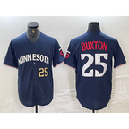 Minnesota Twins #25 Byron Buxton Number 2023 Navy Blue KLUNKIM Cool Base Stitched Jerseys