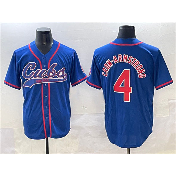 Chicago Cubs #4 Pete Crow-Armstrong Royal KLUNKIM Cool Base Stitched Jersey