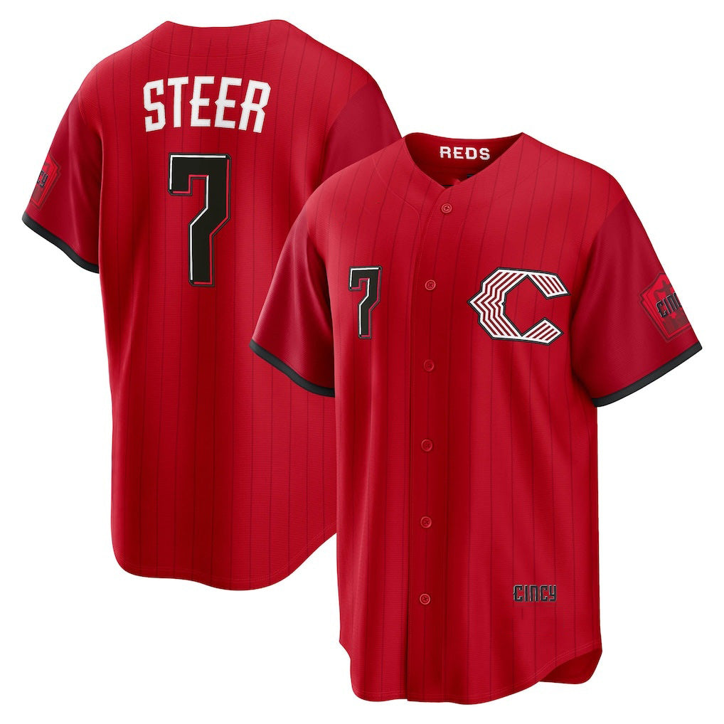 Cincinnati Reds #7 Spencer Steer Red KLUNKIM 2026 City Connect Stadium Jersey