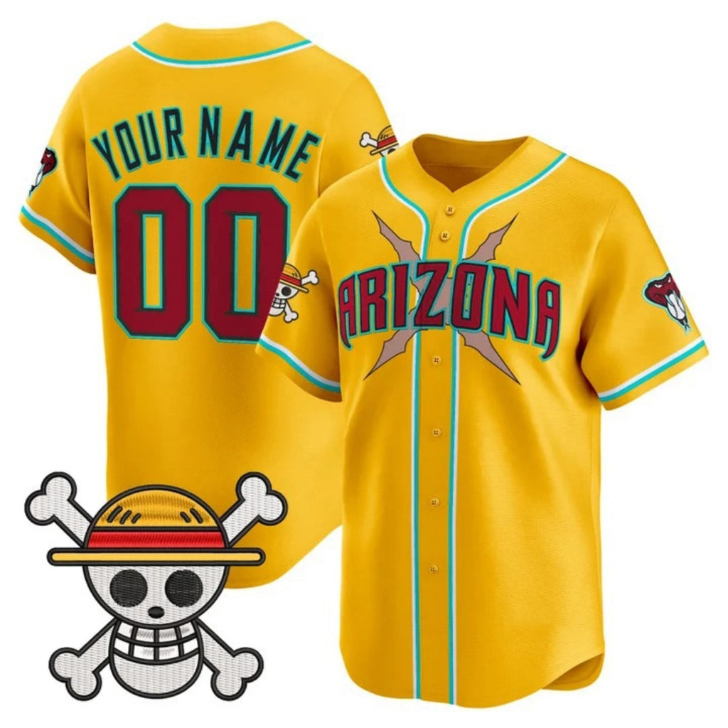 Custom Arizona Diamondbacks x One Piece Gold KLUNKIM Vapor Premier Limited Jersey - Stitched