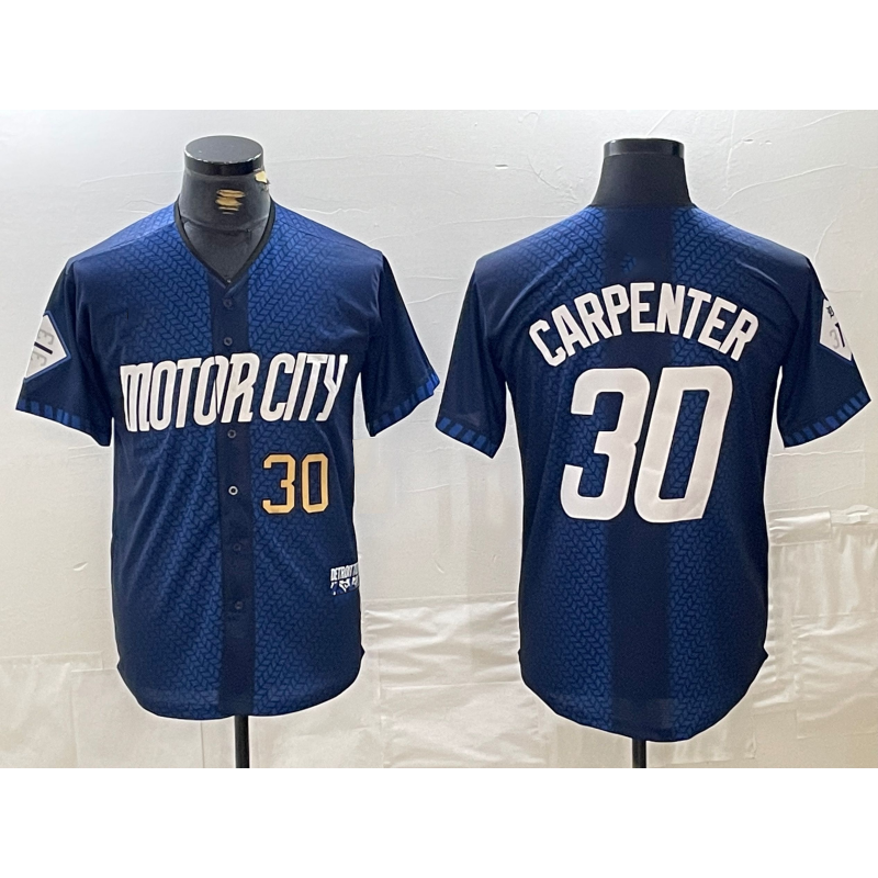 Detroit Tigers #30 Kerry Carpenter Number 2024 Navy KLUNKIM City Connect Cool Base Limited Stitched Jersey 2