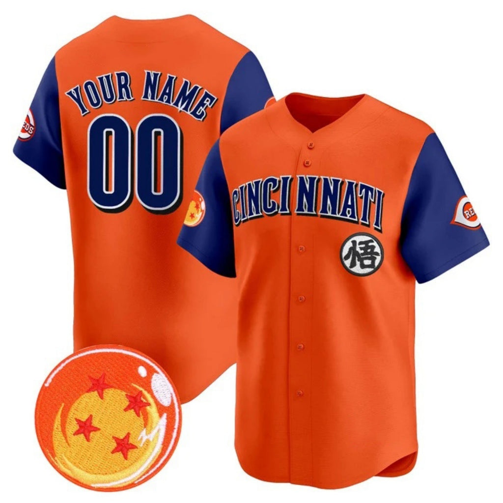 Custom Cincinnati Reds x Dragon Ball Royal Orange KLUNKIM Vapor Premier Limited Jersey - All Stitched