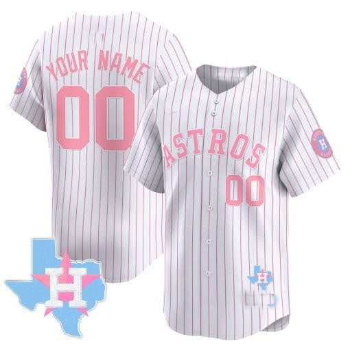 Custom Houston Astros Bubblegum Pinstripe White KLUNKIM Vapor PremierLimited Jersey- All Stitched