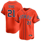 Houston Astros #21 Yainer Diaz Player Orange KLUNKIM Home Limited Stitched Jerseys