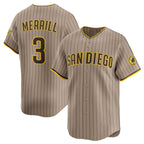 San Diego Padres #3 Jackson Merrill Tan KLUNKIM 2024 Alternate Limited Stitched Jersey