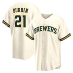Milwaukee Brewers #21 Caleb Durbin Cream KLUNKIM Home Replica Jersey