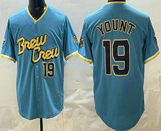 Milwaukee Brewers #19 Robin Yount Powder Blue KLUNKIM Limited Jersey