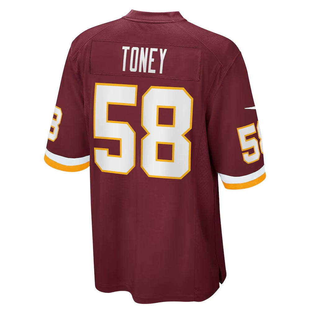 W.Football Team #58 Shaka Toney Burgundy KLUNKIM Game Jersey