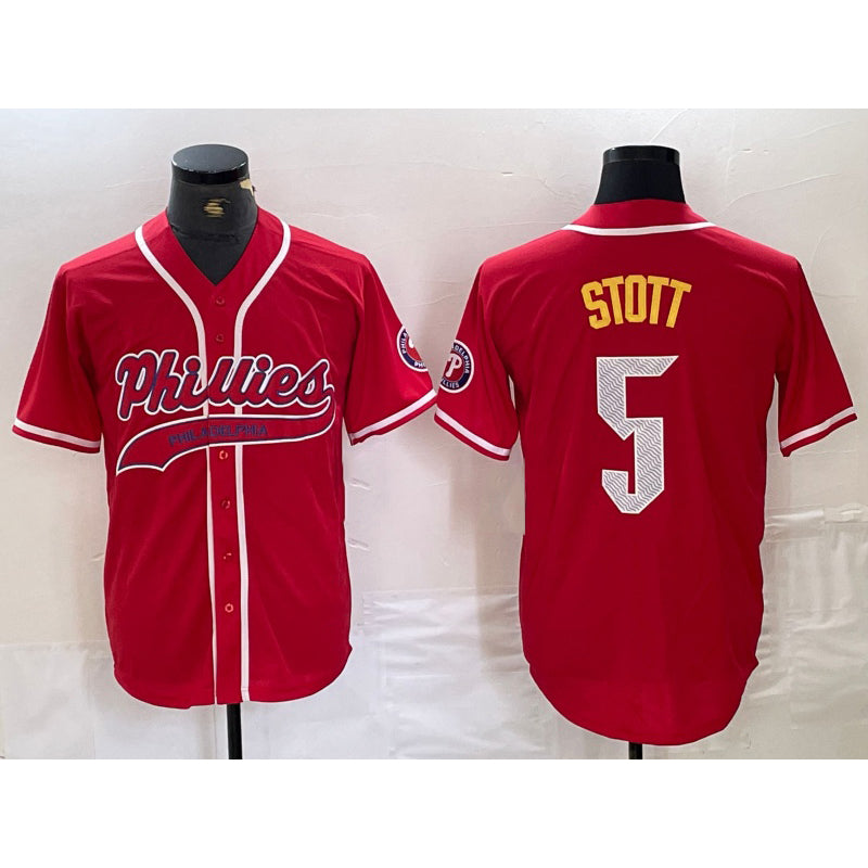Philadelphia Phillies #5 Bryson Stott Red KLUNKIM Cool Base Stitched Jersey