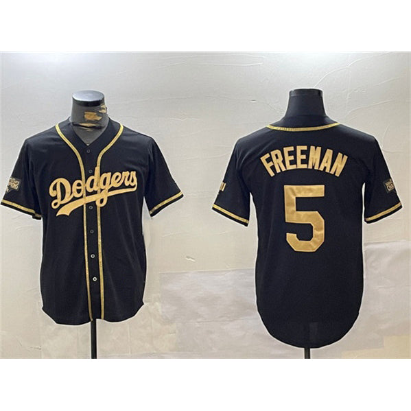 Los Angeles Dodgers #5 Freddie Freeman Black Gold KLUNKIM 2024 World Series Champions Limited Stitched Jersey