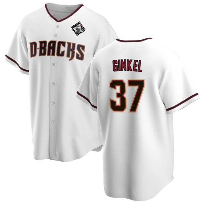 Arizona Diamondbacks #37 Kevin Ginkel White KLUNKIM 2023 World Series Cool Base Stitched Jersey
