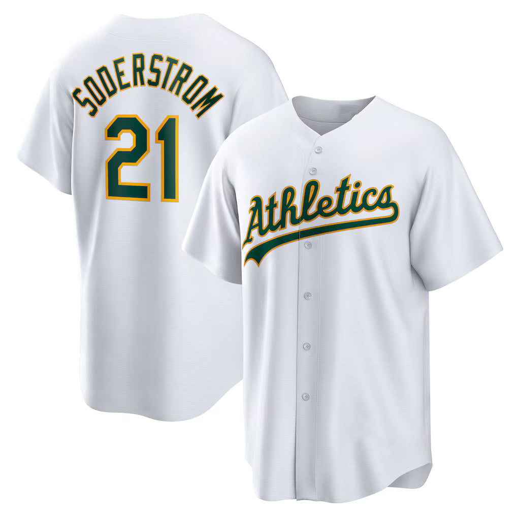 Oakland Athletics #21 Tyler Soderstrom White KLUNKIM Home Replica Jersey