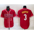 Philadelphia Phillies #3 Bryce Harper Number Red KLUNKIM Cool Base Stitched Jersey 2