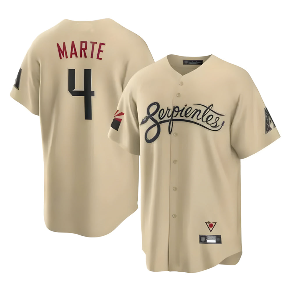 Arizona Diamondbacks #4 Ketel Marte Player Tan KLUNKIM City Connect Home Game Stitched Jerseys